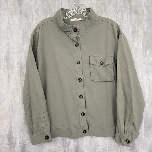 Anthropologie Grade and Gather Utility Top Women Medium Brown Long Sleeve Boho - Picture 1 of 12